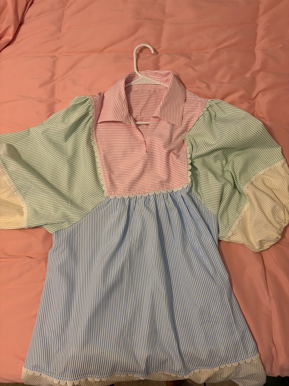 Pastel Striped Multi-Color Puff Sleeve dress. Brand new WOT, never worn.